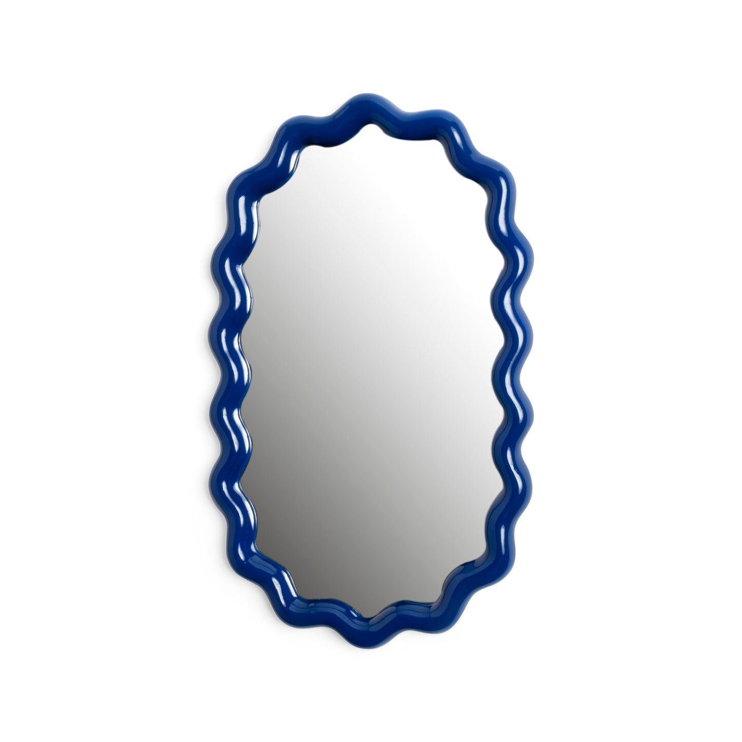 Miroir ovale Zigzag bleu
