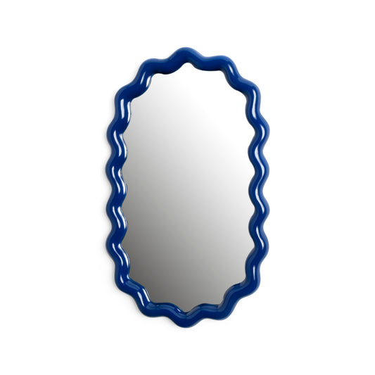 Miroir ovale Zigzag bleu