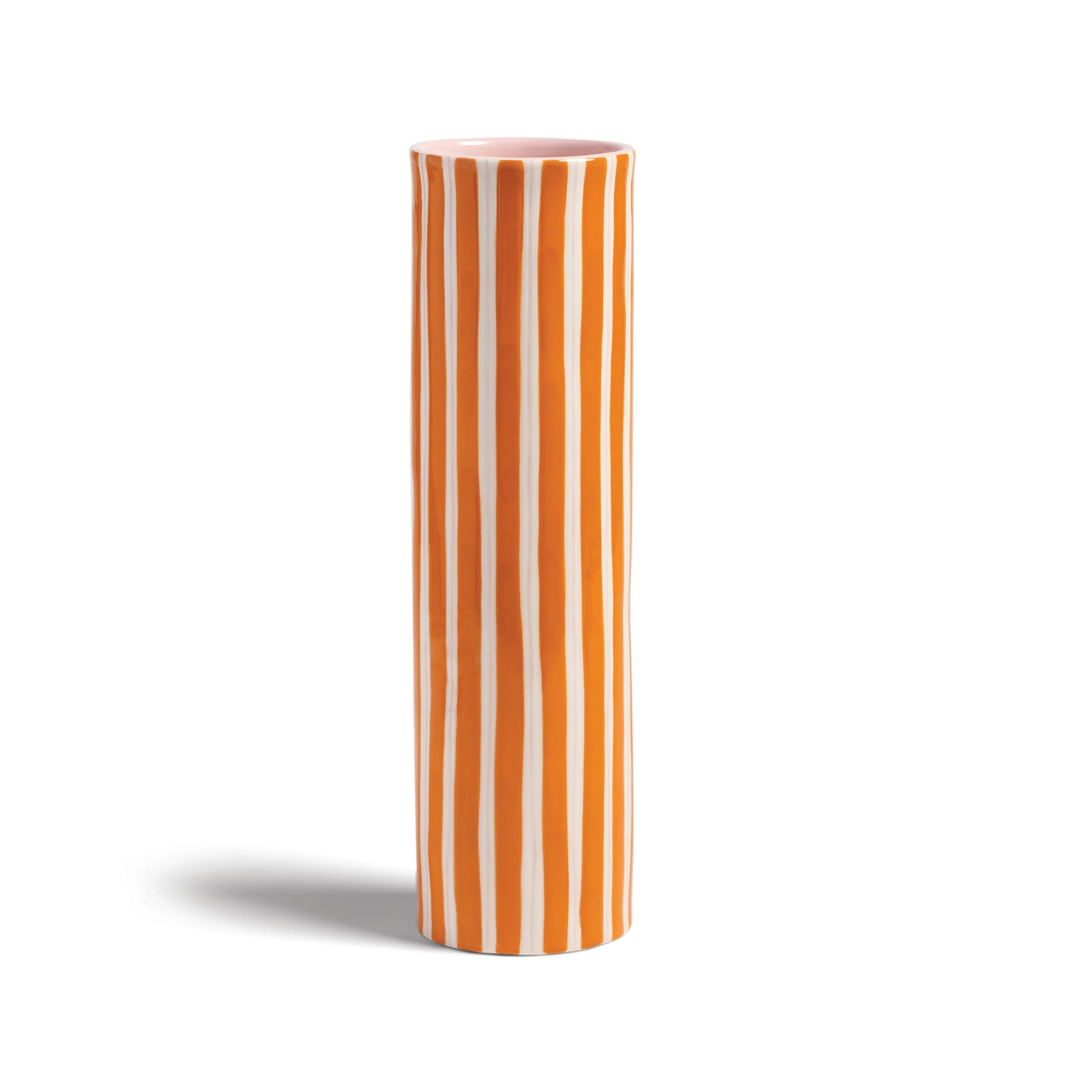Vase cylindrique rayures orange
