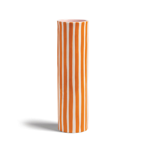Vase cylindrique rayures orange