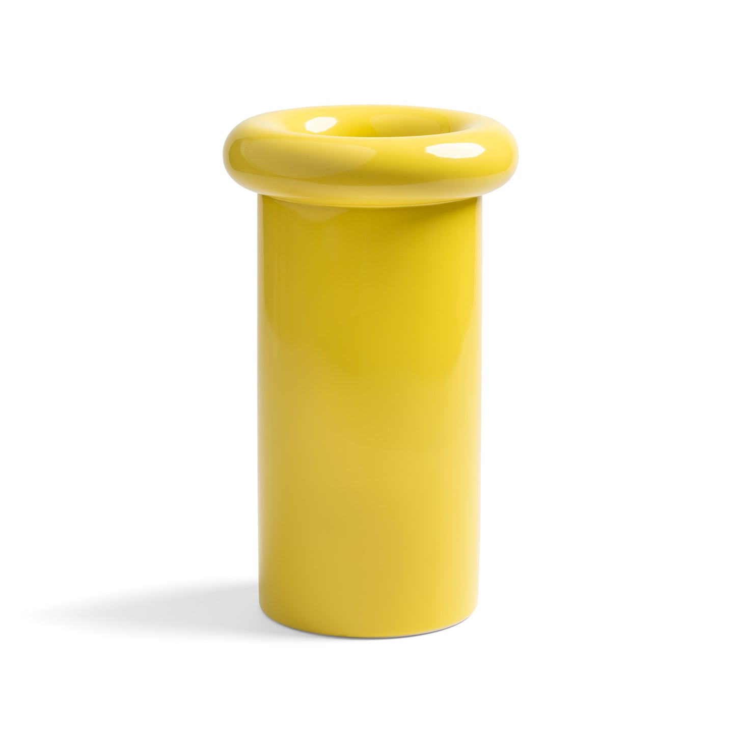 Vase cylindrique céramique jaune