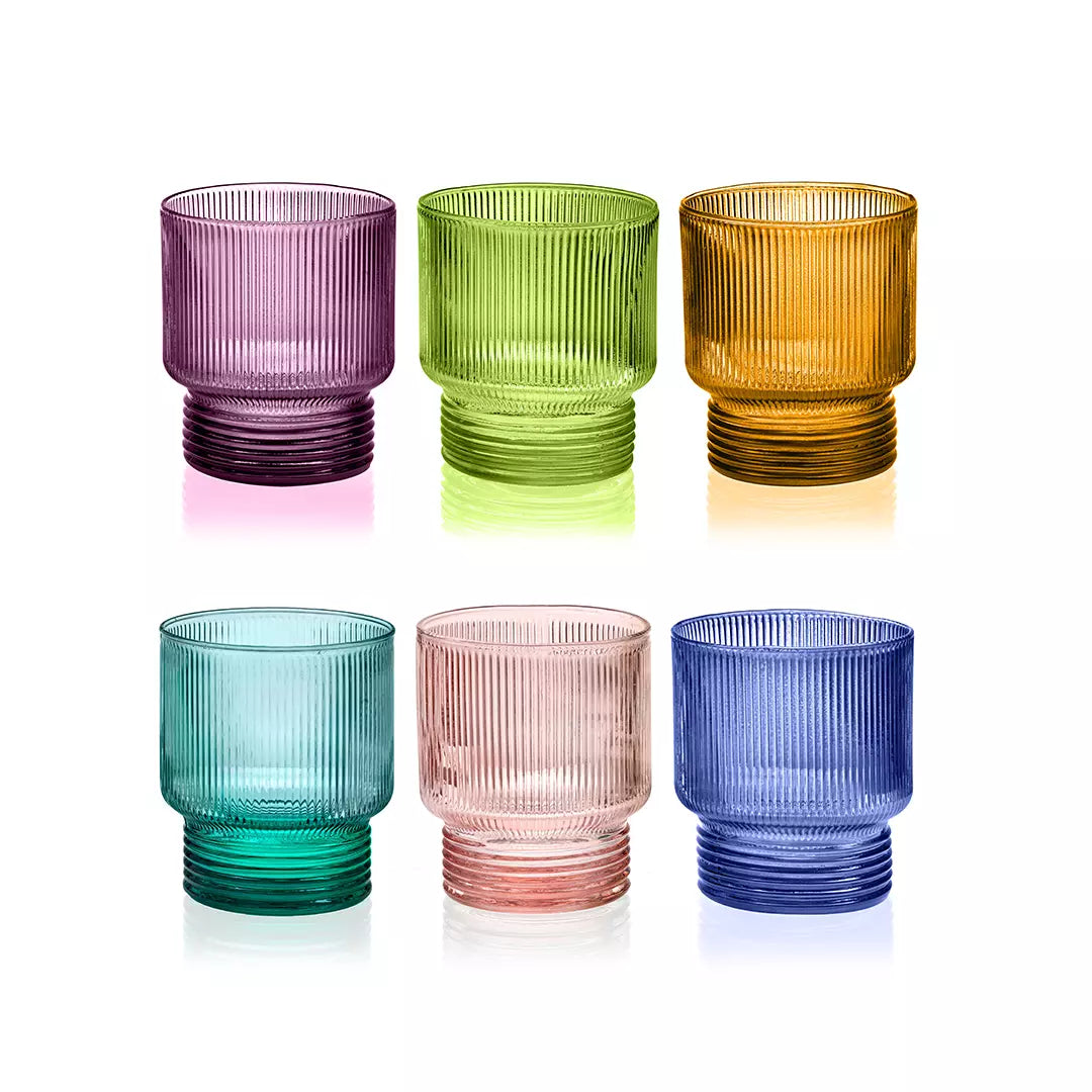 Set de 6 verres striés colorés