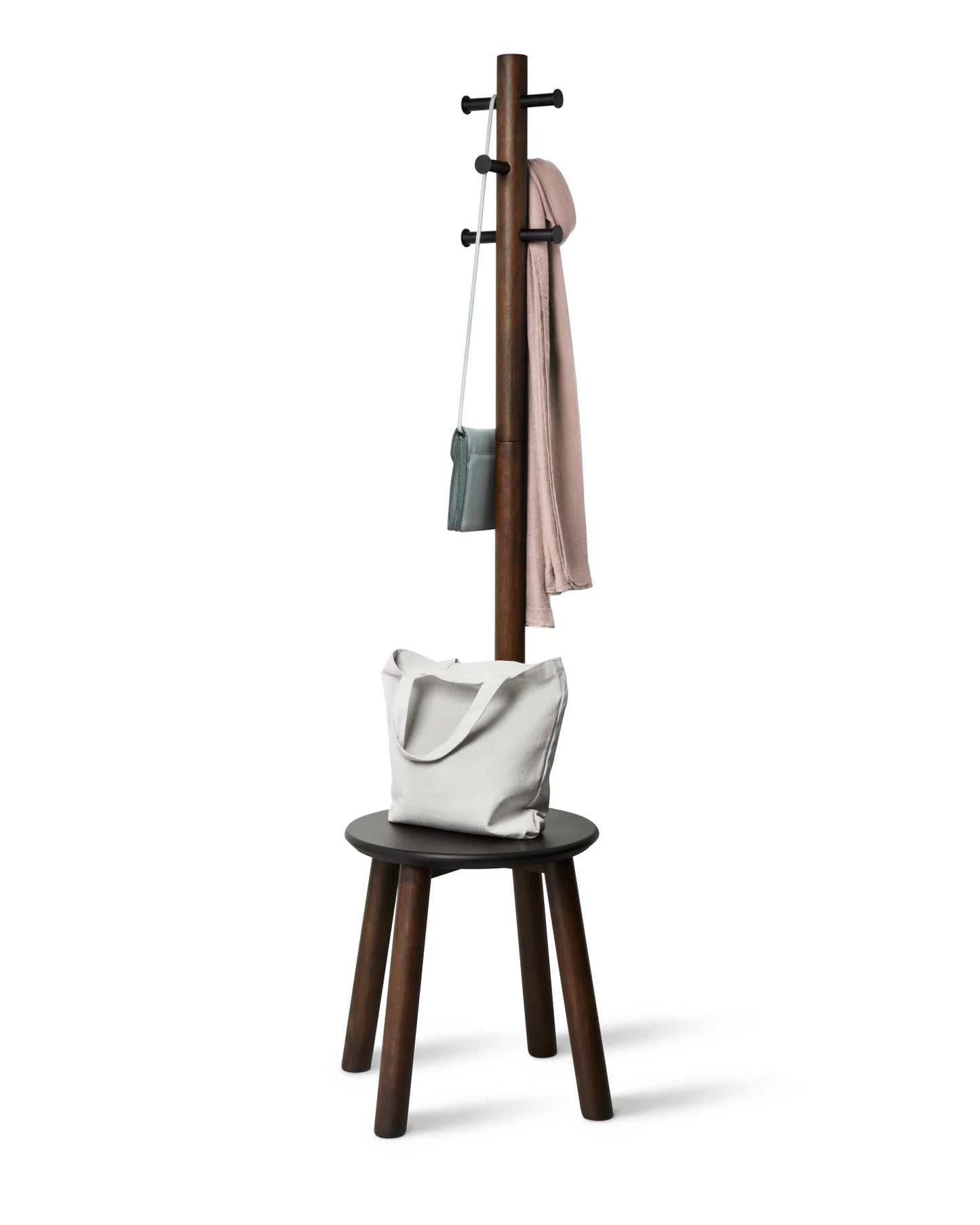 Portemanteau sur pied Pillar avec tabouret