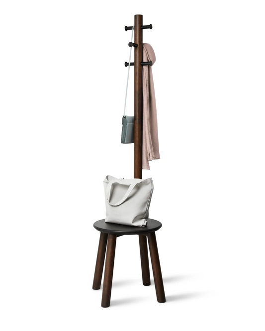 Portemanteau sur pied Pillar avec tabouret